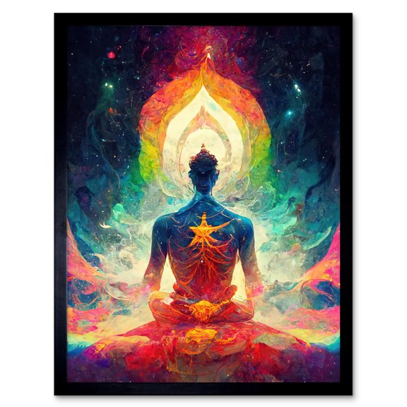 Ethereal Seven Chakra Meditation Astral Art Print Framed Poster Wall Decor 12x16 inch