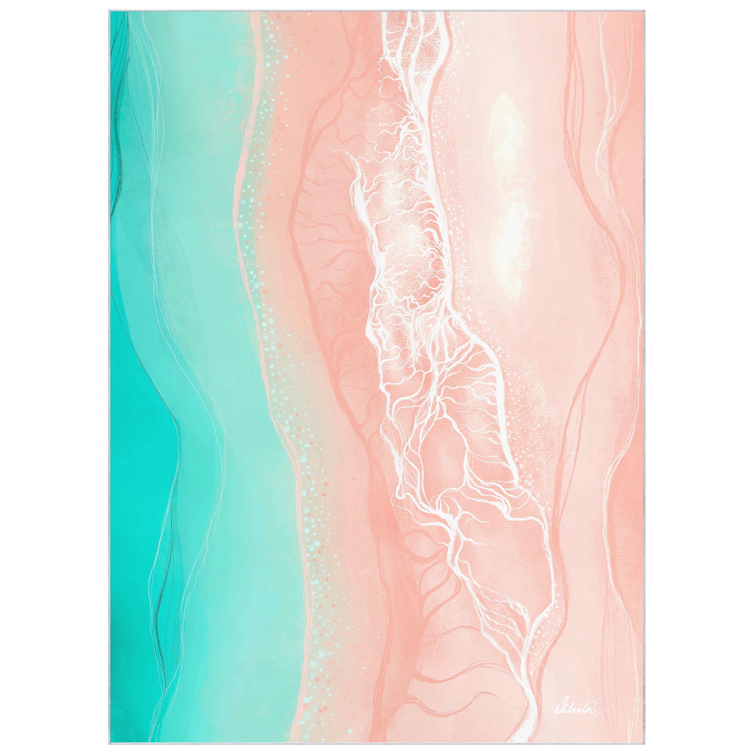 Ethereal Shore Washable Art Area Rug size 8'x10', Power-loomed, Heavenly Softness with Non-Slipping Backing