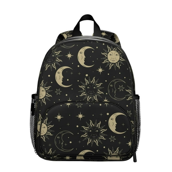 Ethereal Student Backpack – Gothic Celestial Moon And Star Steampunk Lunar Eclipse Cosmic Solar Astral Dark Sky Print