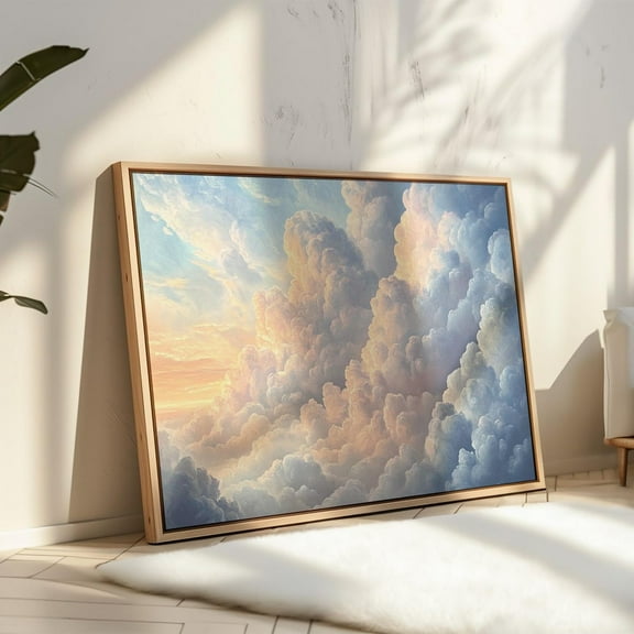 Ethereal Sunrise Clouds Art - Dreamy Pastel Sky Painting For Peaceful Home And Spiritual Wall Decor Wall Art, Modern Wall Decor, 8x12 UNFRAMED