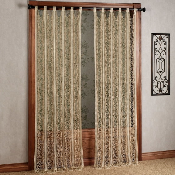 Ethereal Swag Lace Sorrento II Gold Window Tab Top Curtain Panel 54 x 84 Inches