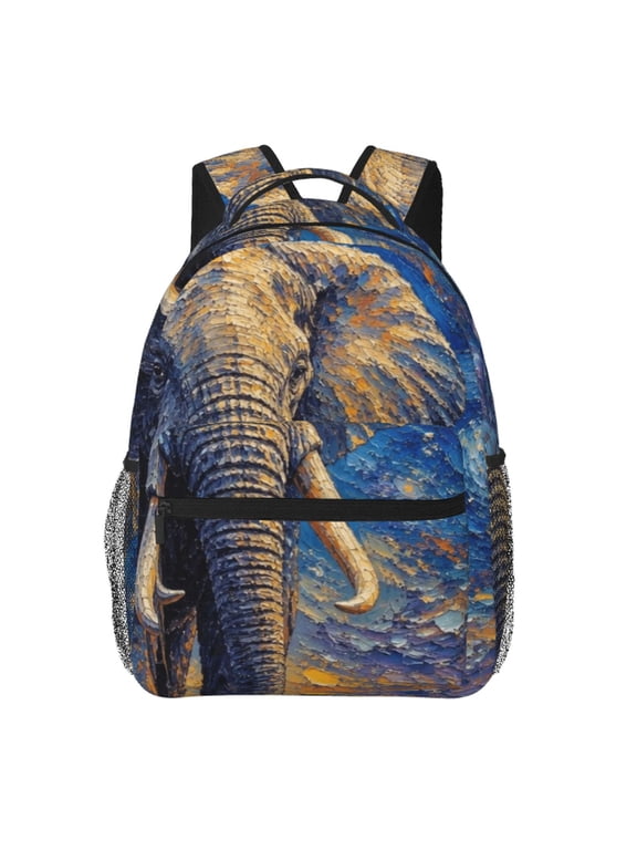 Ethereal Swirling Sky Elephant Art Laptop Backpack Travel Rucksack for Teens Adults, Fits 15-inch Notebook