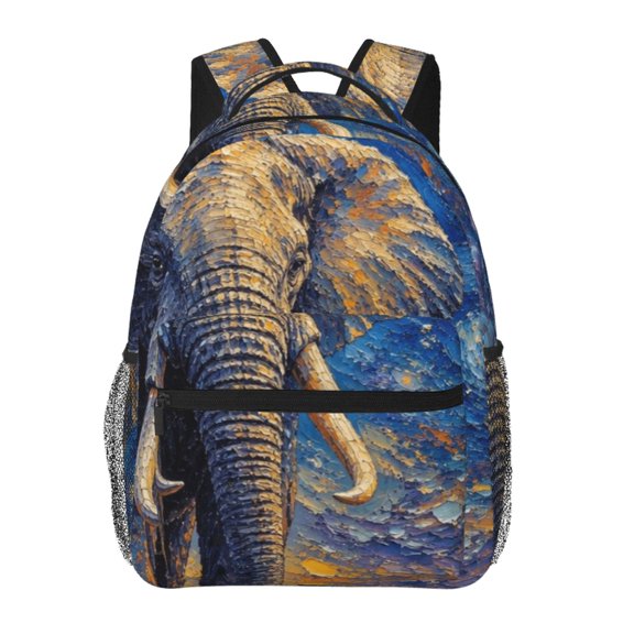 Ethereal Swirling Sky Elephant Art Laptop Backpack Travel Rucksack for Teens Adults, Fits 15-inch Notebook