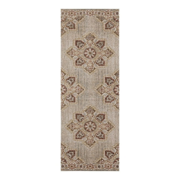 Ethereal Vintage Beige/ Orange Runner Rug - 2'7"x7'6" runner