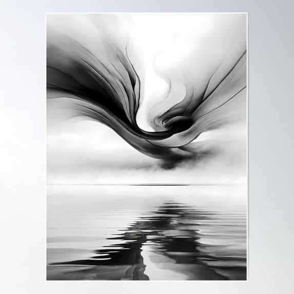 "Ethereal Waves: Monochromatic Seascape Abstract Photographic Art Poster Wall Art, Modern Wall Decor For Living Room Bedroom, 8x12 UNFRAMED