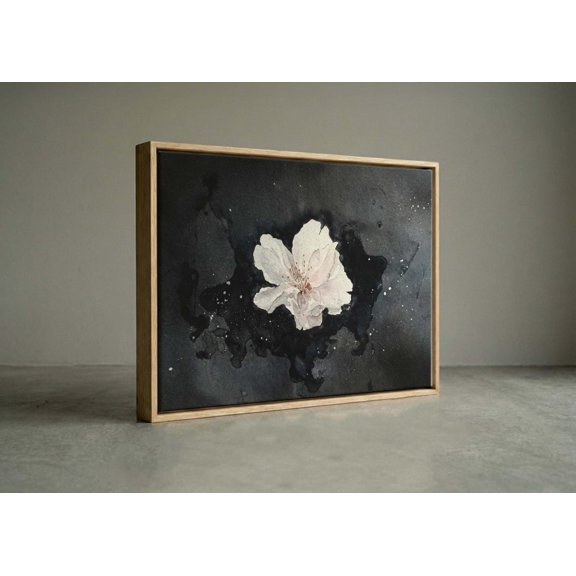 Ethereal White Bloom Noir Botanical Wall Decor Unframed Paper Print