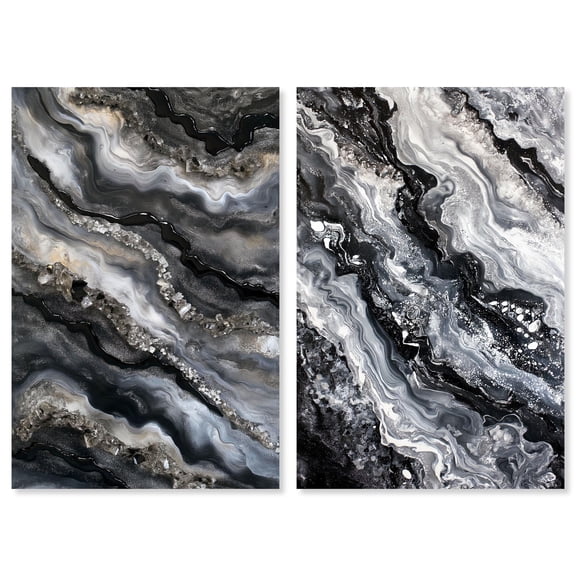 Ethereal bloom Set Canvas Set of 2 Geode Art Sets by Art Remedy, Gallery Wrapped, 36 x 54