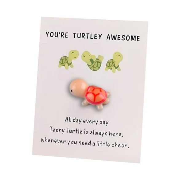 EtherealEdge 5 Pcs Mini Pocket Hug Turtle, You're Turtley Awesome Inspirational Gift with Card, Valentine Gifts for Kids, Exchange Card Gifts with Mini Turtle School Classroom Gifts Party Favors