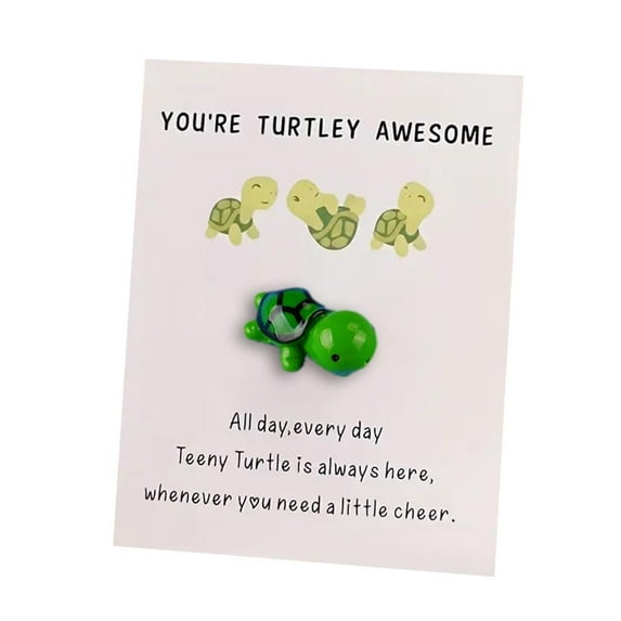 EtherealEdge 5 Pcs Mini Pocket Hug Turtle, You're Turtley Awesome Inspirational Gift with Card, Valentine Gifts for Kids, Exchange Card Gifts with Mini Turtle School Classroom Gifts Party Favors