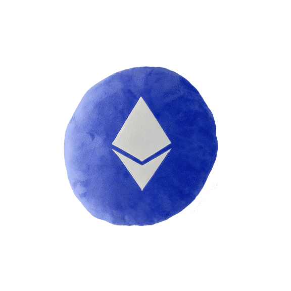 Ethereum Pillows - Embroidered Round Stuffed Plush Crypto Pillow ETH