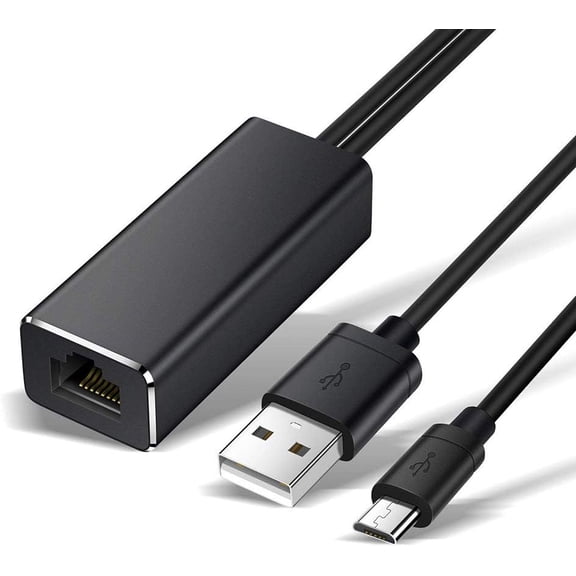 Ethernet Adapter for Fire TV Stick (2nd GEN),Chromecast Ultra/2/1/Audio, Google Home Mini, Micro USB to RJ45 Ethernet 100Mbps Network Adapter with USB Power Supply Cable