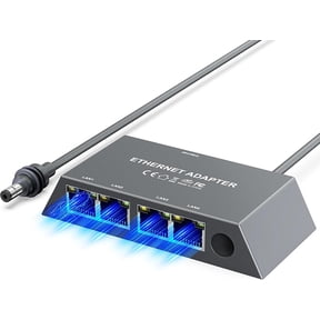 Ethernet Adapter for Starlink Gen 3 & Mini, 4-Port Gigabit RJ45 LAN Splitter with 0.5M Cable, Plug-and-Play Aluminum Hub for Wired TV, PC, Printer, Camera, Gaming No External Power Needed