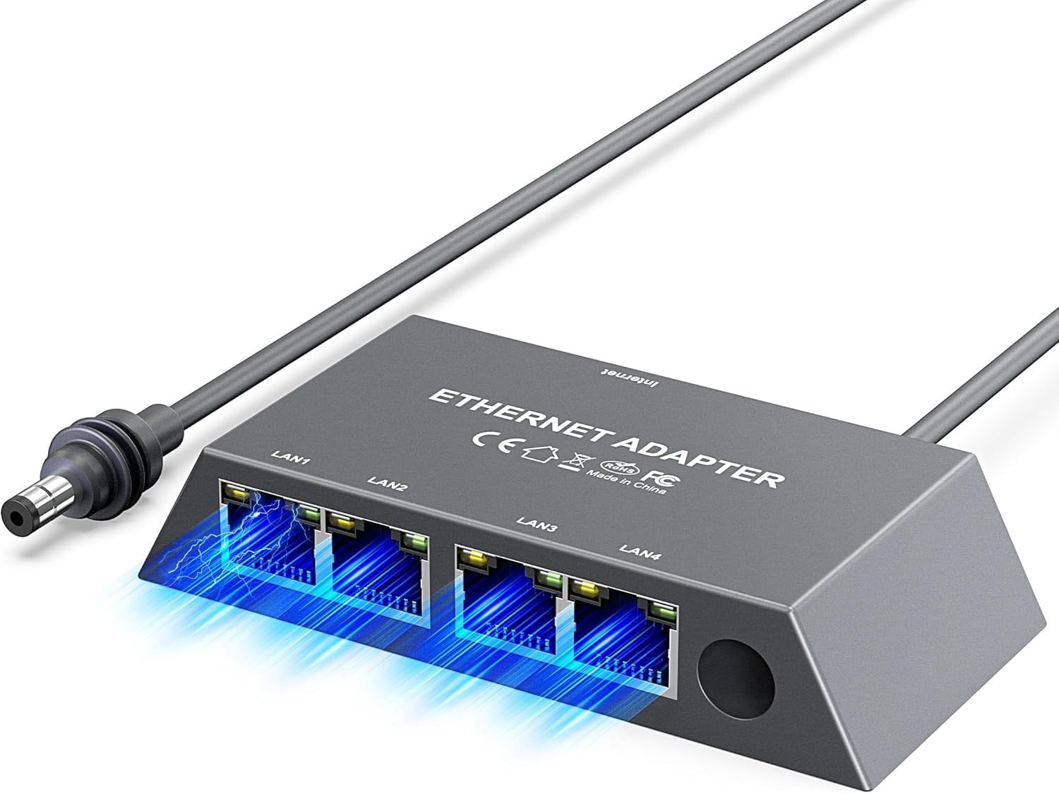 Ethernet Adapter for Starlink Gen 3 & Starlink Mini  4-Port Gigabit LAN Network Hub with 0.5m Cable, Aluminum Wired Internet Adapter for Home, Office & RV