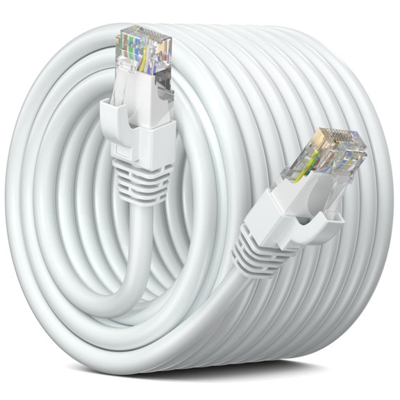 Maximm Cat 6 Ethernet Cable 100 Ft,Cat6 Cable, LAN Cable, Internet Cable, Patch Cable and Network Cable - UTP (White) 100 Feet ethernet Cord