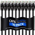 thumbnail image 1 of Cat 6 Ethernet Cable 12 Ft, 100% Pure Copper, Cat6 Cable (10 Pack) LAN Cable, Internet Cable, Patch Cable and Network Cable - UTP (Black) 12 Feet, 1 of 7