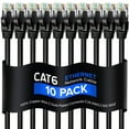thumbnail image 1 of Cat 6 Ethernet Cable 12 Ft, 100% Pure Copper, Cat6 Cable (10 Pack) LAN Cable, Internet Cable, Patch Cable and Network Cable - UTP (Black) 12 Feet, 1 of 7