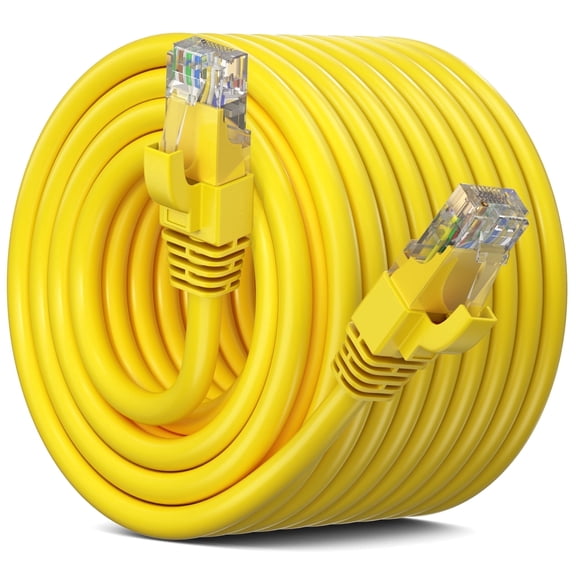 Maximm Cat 6 Ethernet Cable 150 ft – High-Speed LAN & Network Patch Cable, 10Gbps, 550 MHz, Yellow UTP Cord – Gold-Plated RJ45 Connectors