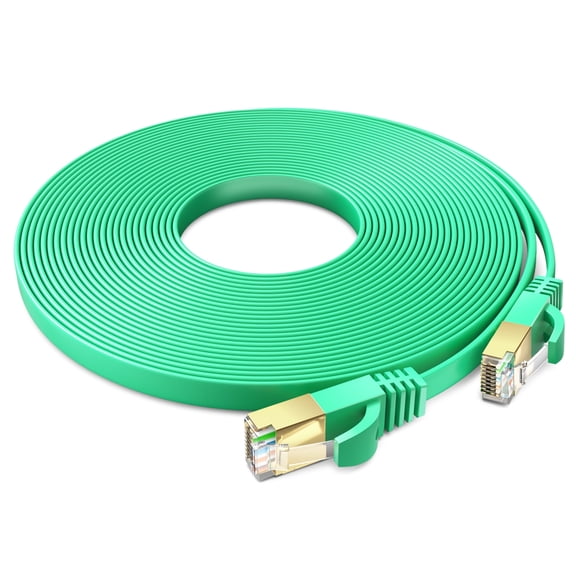 Ethernet Cable 15ft, (Green) - Cat7 High-Speed LAN Cords for Gaming, Streaming, Router, Modem, PC, PS5, Xbox - Slim & Durable Design (15 Feet)
