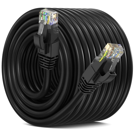 Maximm Cat 6 Ethernet Cable - 200 ft High-Speed LAN, Internet, Patch, and Network Cable - UTP, 10Gbps, 550MHz Ethernet Cord - Black
