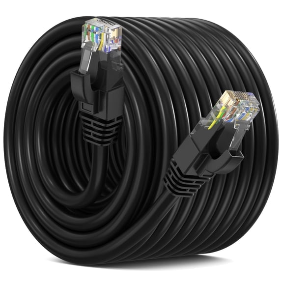 Maximm Cat 6 Ethernet Cable 200 ft – High-Speed LAN & Network Patch Cable, 10Gbps, 550 MHz, Black UTP Cord – Gold-Plated RJ45 Connectors