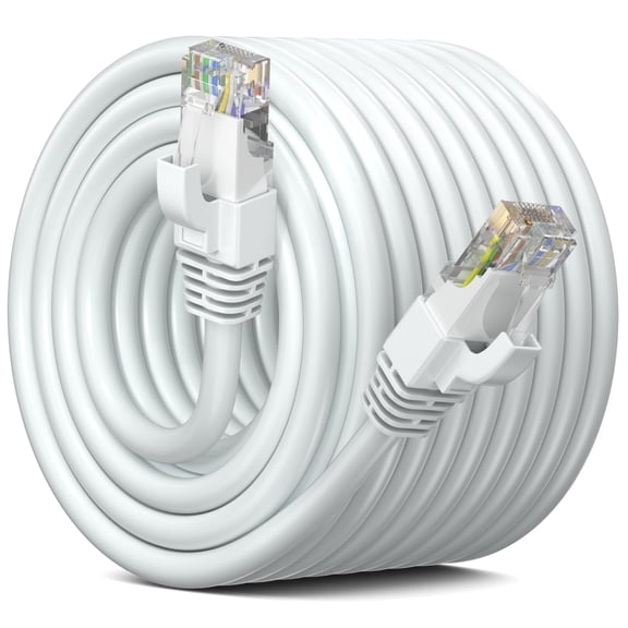 Maximm Cat 6 Ethernet Cable 200 ft – High-Speed LAN & Network Patch Cable, 10Gbps, 550 MHz, White UTP Cord – Gold-Plated RJ45 Connectors