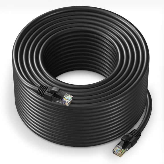 Ethernet Cable 250 ft CAT6 High Speed Internet Network LAN Cable Cord, Outdoor Waterproof (Black)