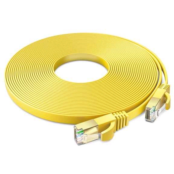 Ethernet Cable 25ft, (Yellow) - Cat7 High-Speed LAN Cords for Gaming, Streaming, Router, Modem, PC, PS5, Xbox - Slim & Durable Design (25 Feet)
