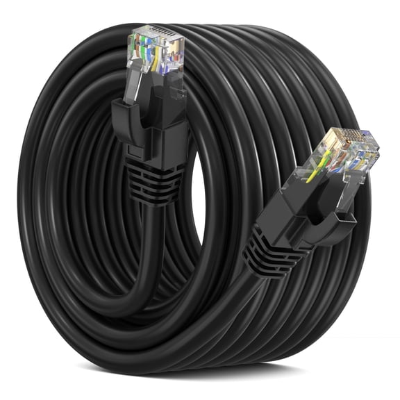 Maximm Cat 6 Ethernet Cable 30 ft – High-Speed LAN & Network Patch Cable, 10Gbps, 550 MHz, Black UTP Cord – Gold-Plated RJ45 Connectors