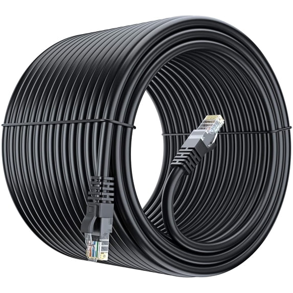 Cat 6 Ethernet Cable 300 Ft, 100% Pure Copper, Cat6 Cable LAN Cable, Internet Cable, Patch Cable and Network Cable - UTP (Black) 300 Feet