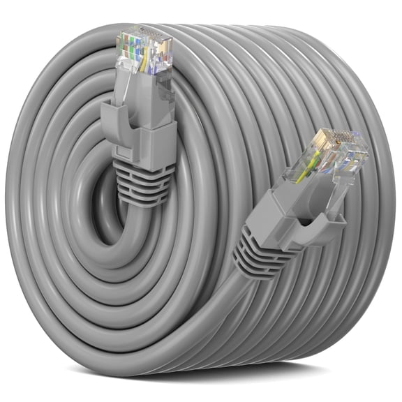Maximm Cat 6 Ethernet Cable 300 ft – High-Speed LAN & Network Patch Cable, 10Gbps, 550 MHz, Gray UTP Cord – Gold-Plated RJ45 Connectors