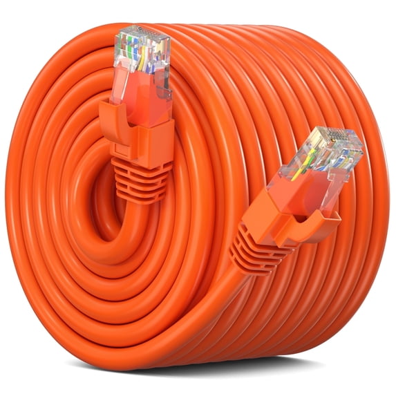 Maximm Cat 6 Ethernet Cable 300 ft – High-Speed LAN & Network Patch Cable, 10Gbps, 550 MHz, Orange UTP Cord – Gold-Plated RJ45 Connectors