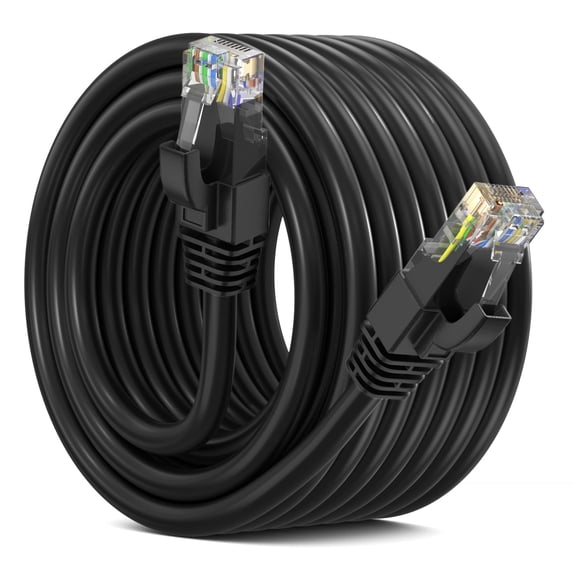 Maximm Cat 6 Ethernet Cable 40 ft – High-Speed LAN & Network Patch Cable, 10Gbps, 550 MHz, Black UTP Cord – Gold-Plated RJ45 Connectors