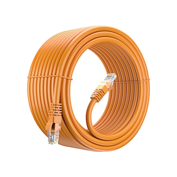 Cat 6 Ethernet Cable 50 Ft, 100% Pure Copper, Cat6 Cable LAN Cable, Internet Cable, Patch Cable and Network Cable - UTP (Orange) 50 Feet