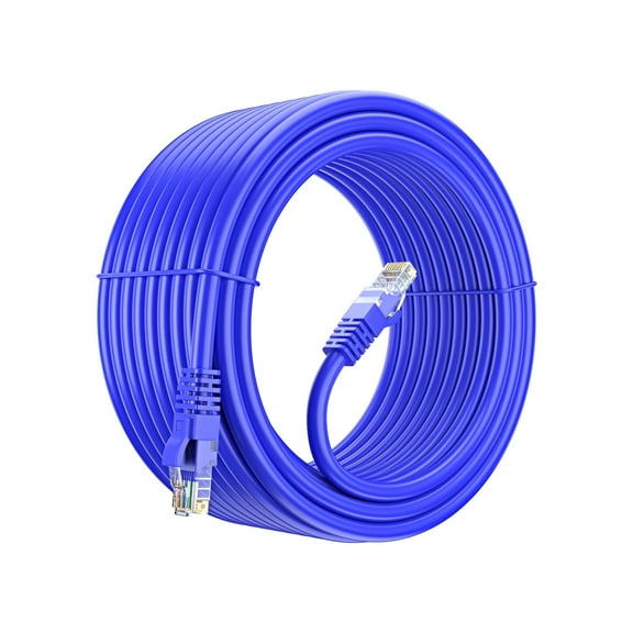 Cat 6 Ethernet Cable 50 Ft, 100% Pure Copper, Cat6 Cable LAN Cable, Internet Cable, Patch Cable and Network Cable - UTP (Blue) 50 Feet