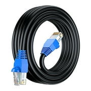 Ethernet Cable 50 ft CAT6 High Speed Internet Network LAN Cable Cord, Outdoor Waterproof (Black)