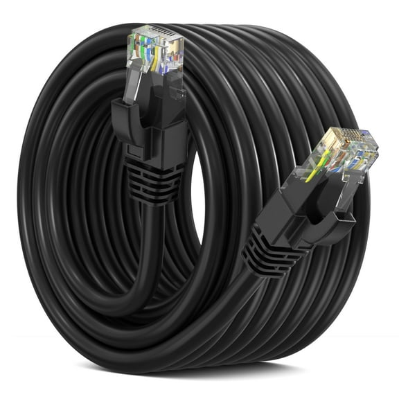Maximm Cat 6 Ethernet Cable 50 Ft, LAN, Internet, Patch and Network Cable - UTP (Black) 50 Feet Cord