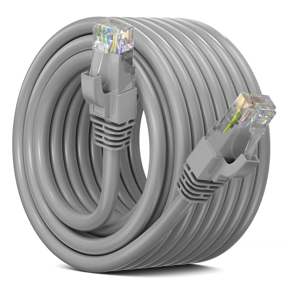 Maximm Cat 6 Ethernet Cable 50 ft – High-Speed LAN & Network Patch Cable, 10Gbps, 550 MHz, Gray UTP Cord – Gold-Plated RJ45 Connectors