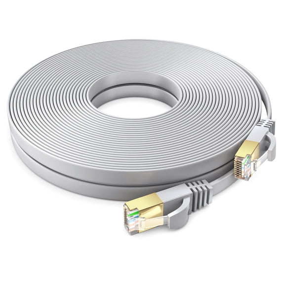 Ethernet Cable 50ft, (Gray) - Cat7 High-Speed LAN Cords for Gaming, Streaming, Router, Modem, PC, PS5, Xbox - Slim & Durable Design (50 Feet)