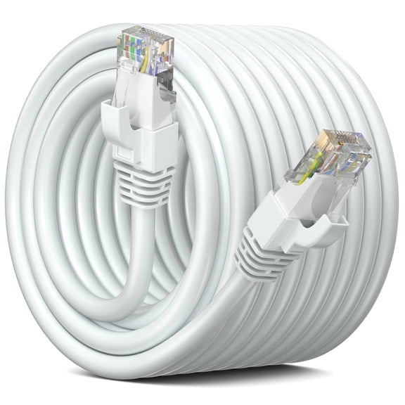 Maximm Cat 6 Ethernet Cable 75 ft – High-Speed LAN & Network Patch Cable, 10Gbps, 550 MHz, White UTP Cord – Gold-Plated RJ45 Connectors