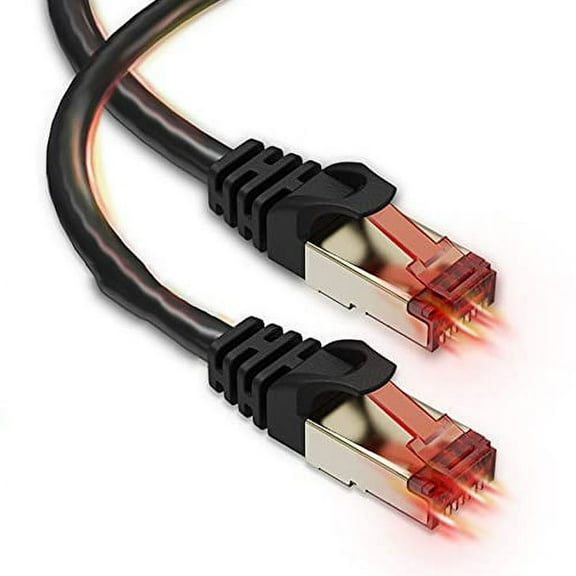 Ethernet Cable, Cat 6 Ethernet Cable, High Speed Cat6 Internet WiFi Cable 40 Gbps 2000 Mhz, RJ45 Connector with Gold Plated, Weatherproof LAN Patch Cord Cable for Router, Gaming, PC, 15 feet, Black