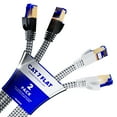 thumbnail image 1 of Ethernet Cable Cat 7, 25 ft, 2 Pack,Easy-Hide Flat Super-Durable Black and White Braided Network LAN Internet Cable/Cord, Ethernet Patch Cable, 1 of 6
