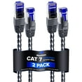 thumbnail image 1 of Cat7 Ethernet Cable 6ft, 2-Pack (Black) - Braided High-Speed Network LAN Cables for Gaming, Streaming, Router, Modem, PC, PS5, Xbox - Durable & Tangle-Free Design, 2-Pack, 1 of 8