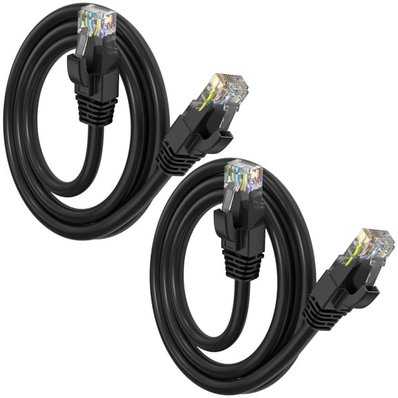 Maximm Cat6 Ethernet Cable 2-Pack 1.5 ft – CCA LAN Network Patch Cords, RJ45, Black