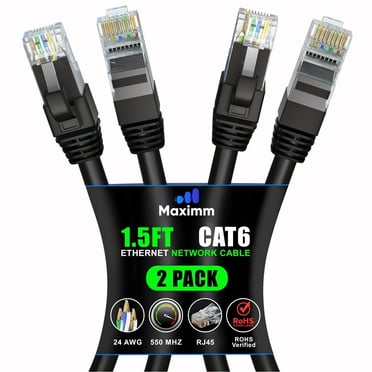 GEARit Cat 6 Ethernet Cable Pack - 5-Pack 20 Ft Cat6 Ethernet Patch Cables | RJ45 Network Patch Cable, 10 Gbps Snagless Gold-Plated Connectors - Ethernet Cable Cat 6 For PC, TV, Router - Black