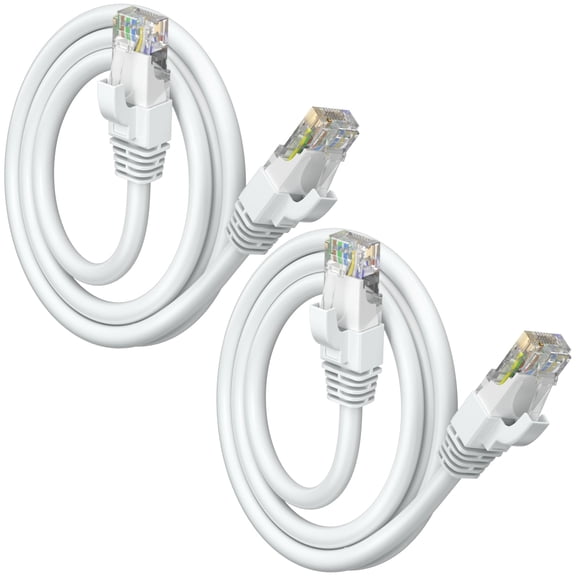 Maximm Cat 6 Ethernet Cable 1.5 ft (2-Pack) - High-Speed LAN Cable, Internet Cable, Patch Cable, and Network Cable - UTP, 10Gbps, 550MHz Ethernet Cord - White