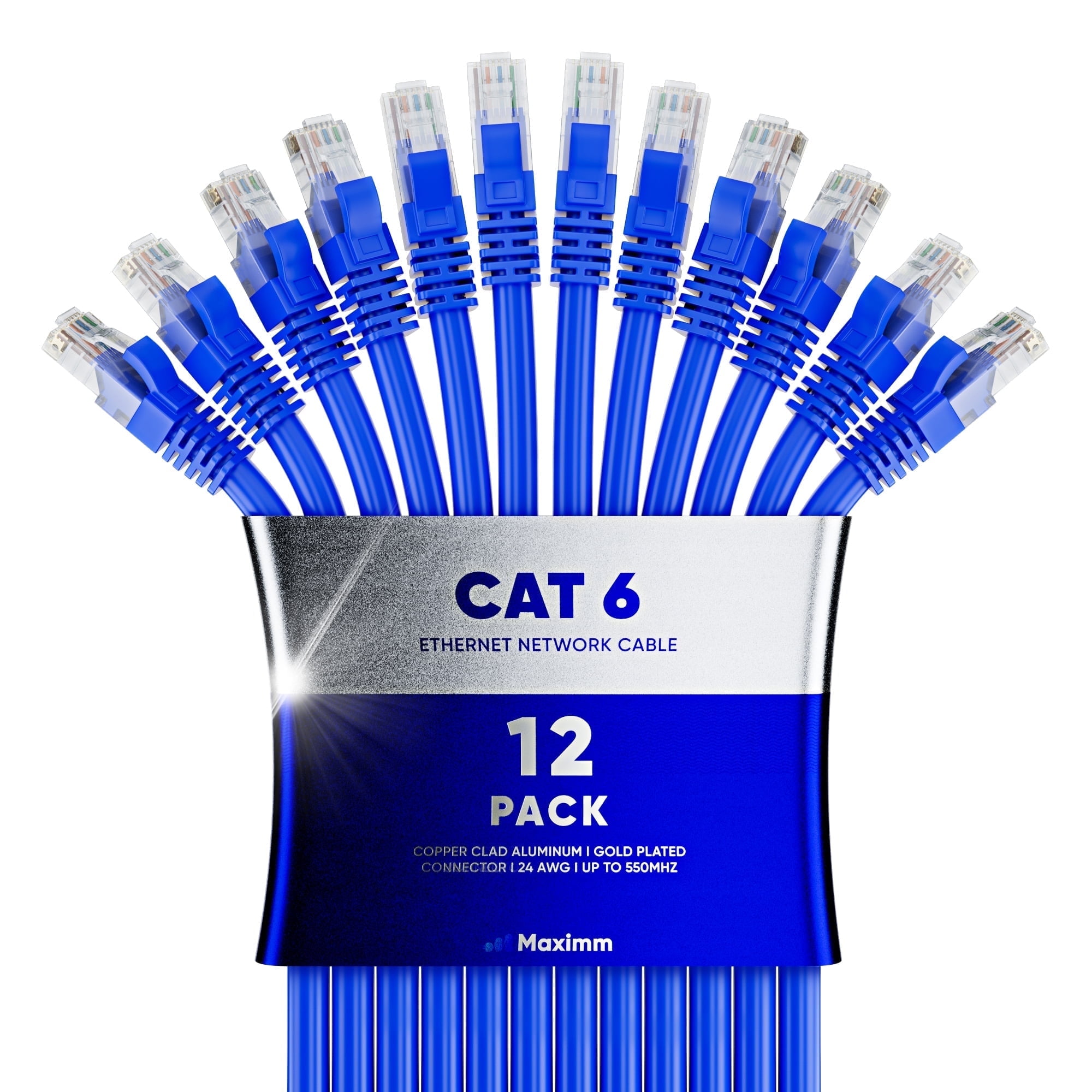 Networking Cords Maximm Cat6 Ethernet Cable 12-Pack 10 ft – CCA LAN Network Patch Cords ...