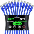 thumbnail image 1 of Maximm Cat 6 Ethernet Cable 20 Ft, (12-Pack) Cat6 Cable, LAN Cable, Internet Cable, Patch Cable and Network Cable - UTP (Blue) 20 Feet ethernet Cord, 1 of 8