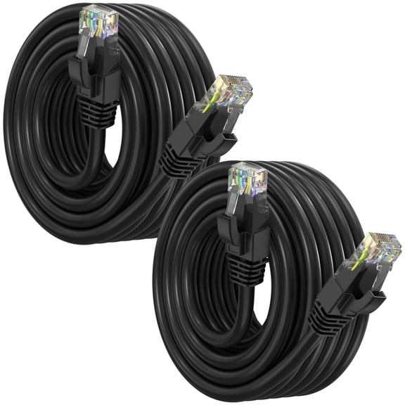 Maximm Cat 6 Ethernet Cable 25 ft (2-Pack) - High-Speed LAN Cable, Internet Cable, Patch Cable, and Network Cable - UTP, 10Gbps, 550MHz Cat6 Cable - Black