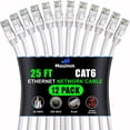 thumbnail image 1 of Maximm Cat 6 Ethernet Cable 25 Ft, (12-Pack) Cat6 Cable, LAN Cable, Internet Cable, Patch Cable and Network Cable - UTP (White) 25 Feet ethernet Cord, 1 of 8