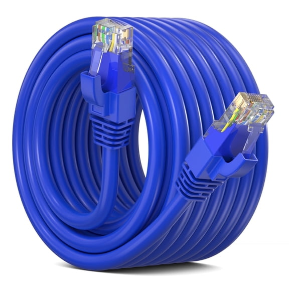 Maximm Cat 6 Ethernet Cable 50 ft – High-Speed LAN & Network Patch Cable, 10Gbps, 550 MHz, Blue UTP Cord – Gold-Plated RJ45 Connectors